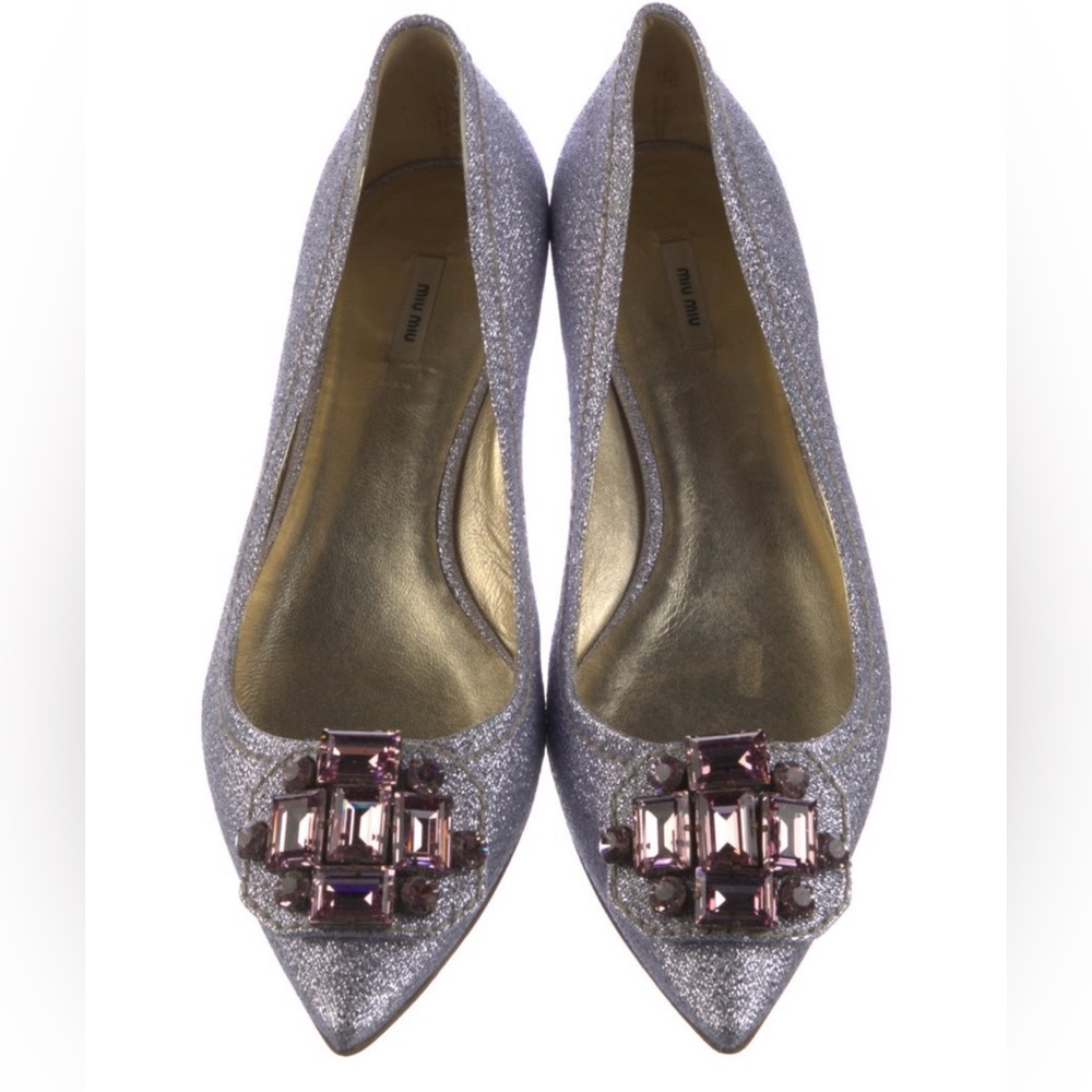 Miu Miu Glitter Flats, 38